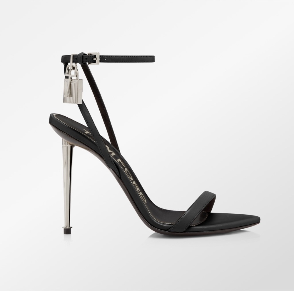 TOM FORD shiny leather padlock pointy naked sandal size 8.5 Barely worn